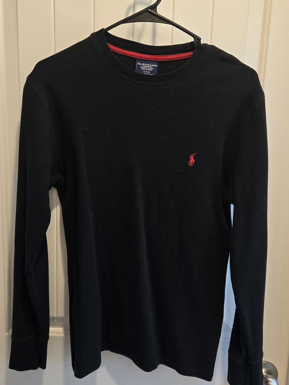 Polo by Ralph Lauren Black Long-Sleeve Crewneck with Red Pony Logo